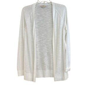 Loft Outlet Women's Open Front Slub Sweater Long Sleeve Sheer Ivory Size S